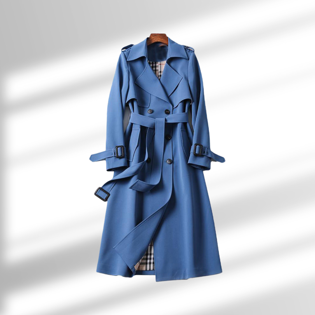 Sofia – Trench Long à Ceinture et Double Boutonnage