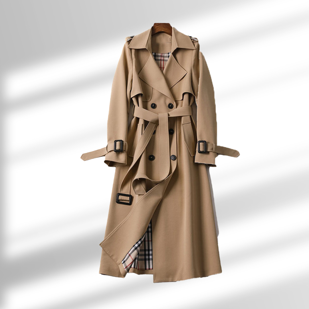 Sofia – Trench Long à Ceinture et Double Boutonnage